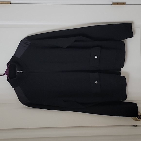 Michael Kors Size L Black Zip Front Cardigan Sweater, Wool Blend, EUC - Picture 1 of 11